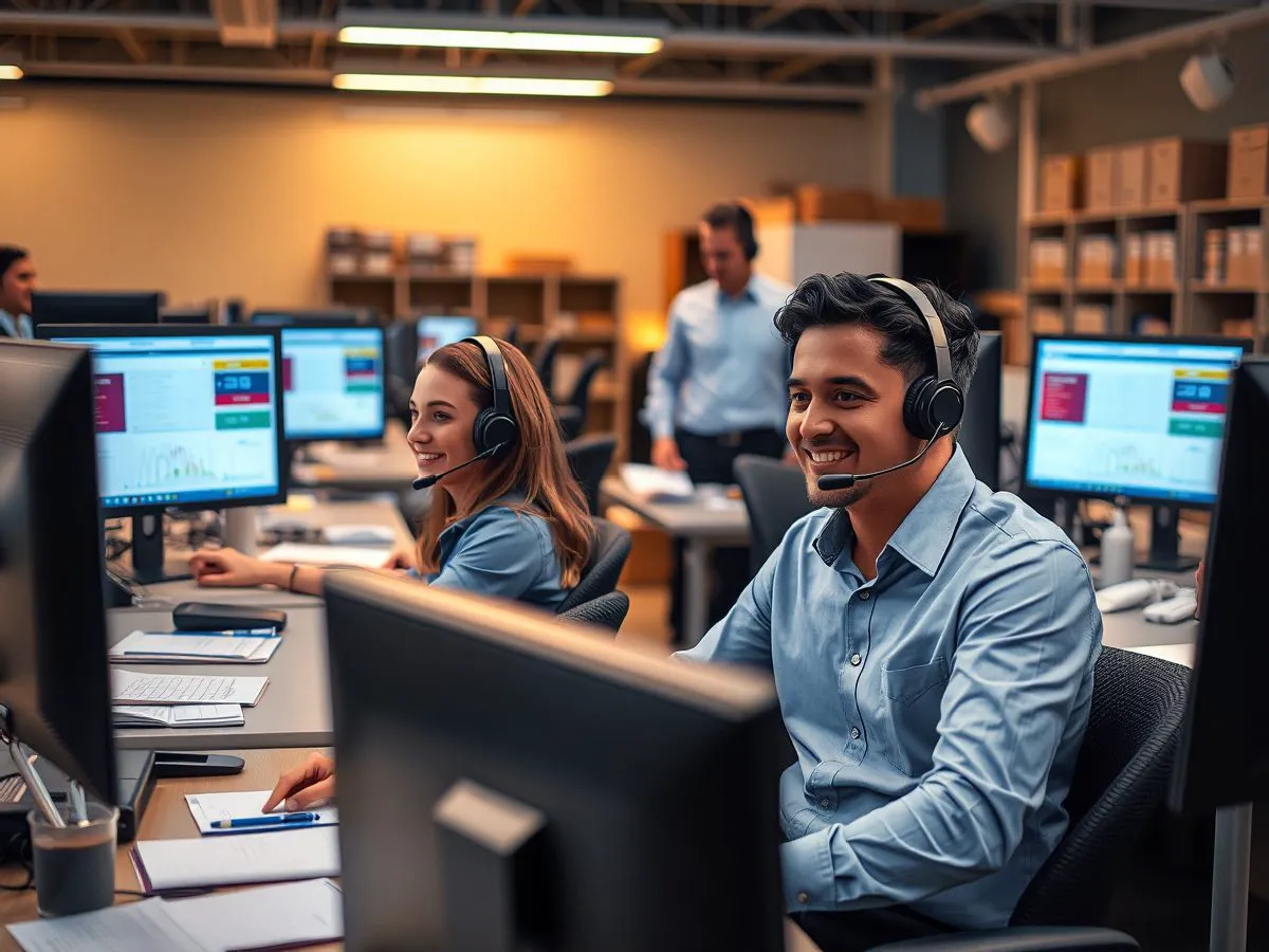 力索客户服务团队在呼叫中心工作场景